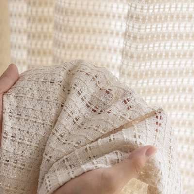 Custom Made MIRENA Sheer Curtain, Textured Open Weave with Graphic Mesh Pattern
