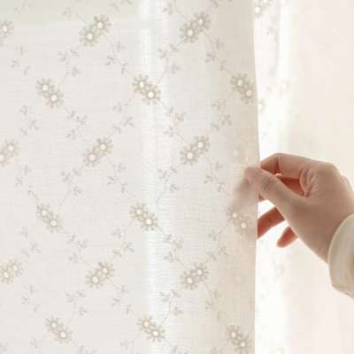 Custom Made FLOREVA Sheer Curtain, Delicate Embroidered Daisy Pattern