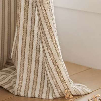 Voilage Sur Mesure AURÉLIE, Tissu Texturé Coton-Lin, Relief en Chevrons Délicats