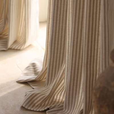 Custom Made ZARIA Curtain, Linen Blend Fabric with Fine Vertical Stripes