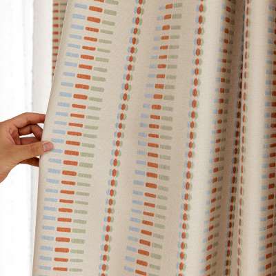 Custom Made ELVANA Curtain, Cotton Linen Look Jacquard Fabric With Raised Graphic Stripes