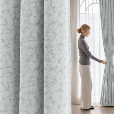 Custom-made MELANTHE blackout curtain, Jacquard Chenille fabric, Magnolia flower pattern