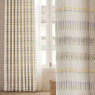 Custom Made FLORENIA Yarn Dyed Jacquard Curtain, Floral Stripes in Country Style