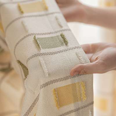 Custom Made TELORA Textured Curtain, Raised Geometric Rectangle Pattern