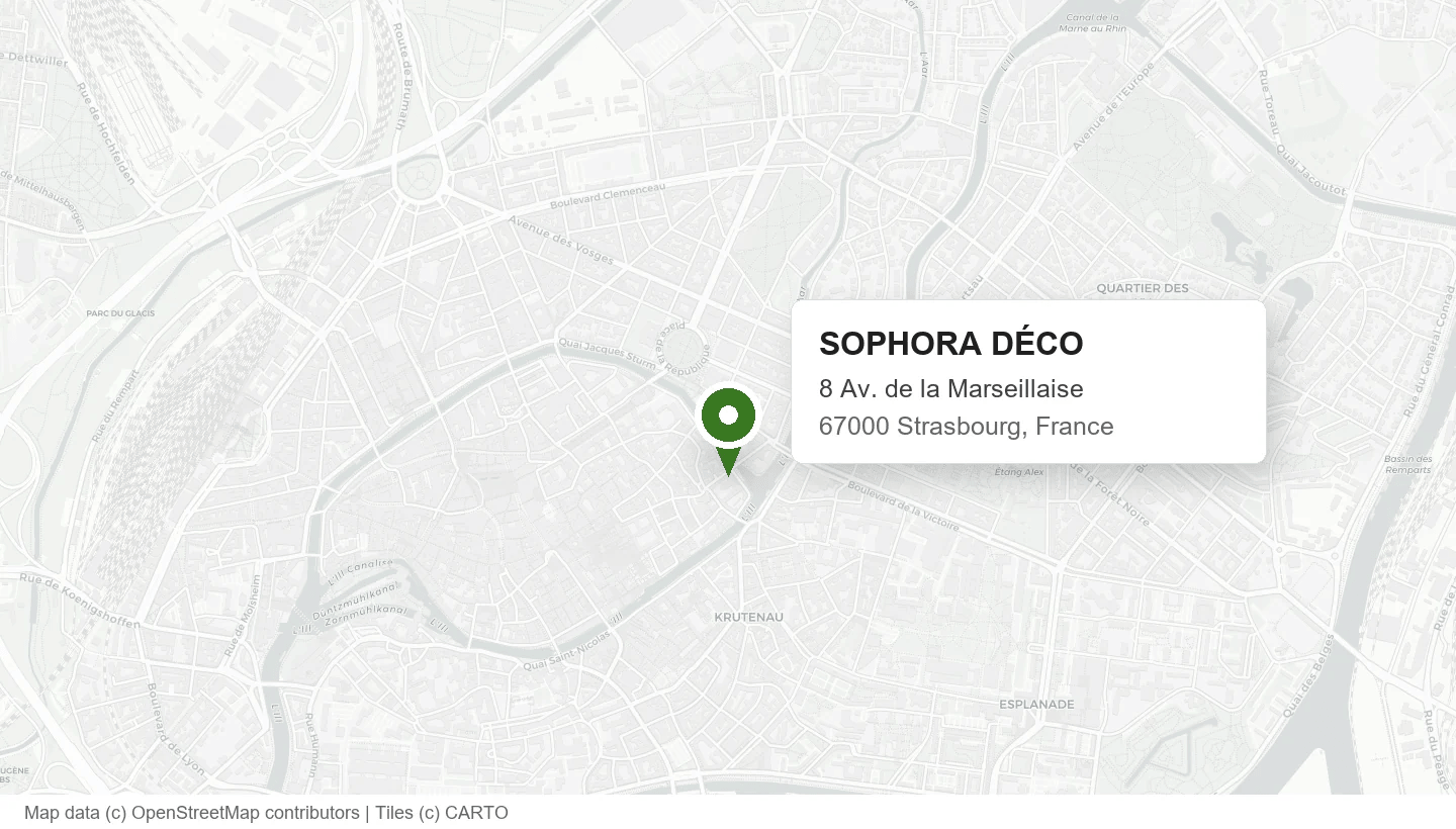 Carte de localisation de Sophora Déco, 8 avenue de la Marseillaise à Strasbourg